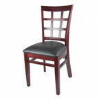 Thumbnail image #1 for JustChair Manufacturing W27118-PS Stackable Side Chair, Window/Grid Wood Back, Upholstered 2-1/2-Inch Padded Seat