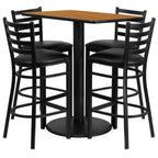 Thumbnail image #1 for Flash Furniture RSRB1019-GG Square Table and Bar Stool Set with Natural Laminate Table and 4 Black Vinyl Ladder-Back Bar Stools