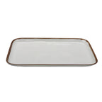 Thumbnail image #1 for G.E.T. Rustic Mill CS-1814-RM Rectangular Melamine Display Tray, 18 x 11 in, Cream with Brown Speckles and Brown Rim Case of 3