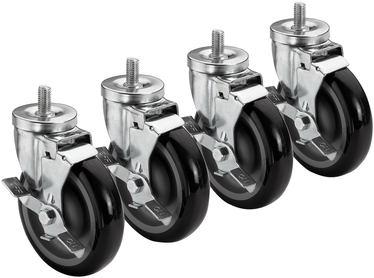 Product image #4 for Krowne Royal Series 5-Inch Swivel Threaded Stem Casters with Brake, Set of 4