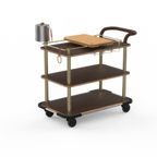 Thumbnail image #1 for Steelite Mogogo, Roll'n MGCRNX13WBXX Mixology Service Cart with Bengali Mango Wood Shelves, Ice Bucket & Wine Glass Holders