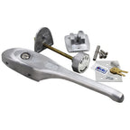 Thumbnail image #1 for AllPoints Foodservice Parts & Supplies 266106 Work Table Latch Assembly with Lock, Keys, Strike, Safety Release and 13-1/2" Satin Handle