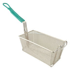Thumbnail image #1 for AllPoints Foodservice Parts & Supplies 264654 Twin Fryer Basket, Front Hook, Teal Vinyl-Coated Handle, 12-1/8 x 6-5/16 in