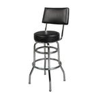 Thumbnail image #1 for JustChair Manufacturing C42030-GR1 Swivel Bar Stool, Upholstered Floating Back, Round Padded Seat, Double-Ring Chrome Steel Frame