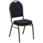 Thumbnail image #1 for Flash Furniture Hercules FD-C03-ALLGOLD-H203774-GG Navy Blue Patterned Upholstered Stackable Banquet Chair, Gold Frame, 500 lb Capacity