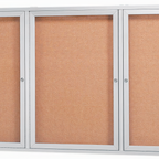Thumbnail image #1 for AARCO Products DCC4896-3R Enclosed Aluminum Bulletin Board, 96"W x 48"H, 3 Swing Doors, Cork Back Panel