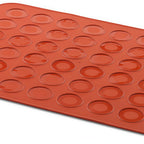 Thumbnail image #1 for JB Prince M612 Silicone Macaron Baking Sheet, 48 Compartments, 1-3/8" Diameter, Orange, 15-1/2" x 11-1/2"