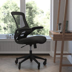 Thumbnail image #2 for Flash Furniture BL-X-5M-BK-RLB-GG Adjustable-Height Swivel Task Chair with Mesh Back, Upholstered Seat, Padded Flip-Up Arms and Casters