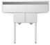 Thumbnail image #6 for KoolMore 48-Inch Commercial 2-Compartment Stainless Steel Sink with Left and Right Drainboards and Backsplash