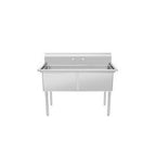Thumbnail image #1 for Atosa USA, Inc. SS2424F21N 2-Compartment 304 Stainless Steel Sink, 24" x 24" x 14" Bowls, 53"W, 18 Gauge, No Drainboards, Legs Case of 5