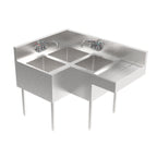 Thumbnail image #1 for Krowne Royal Series KR24-3CS-R 3-Compartment Corner Bar Sink, 48 x 24 in, Right Drainboard, Stainless Steel