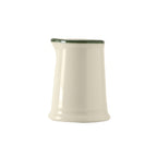 Thumbnail image #1 for Tuxton China DuraTux®© DNR-0351 Ceramic Creamer, 3-1/2 oz, Without Handle, Eggshell with Green Band 1 Dozen