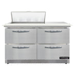 Thumbnail image #1 for Continental Refrigerator Designer Line D48N8C-FB-D 48-Inch 2-Section 4-Drawer Sandwich Prep Table, Front-Breathing, 8-Pan