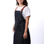 Thumbnail image #1 for Chef Works ABS01S-IBL-0 Unisex Indigo Blue Cotton Denim Snap Apron with Chest and Hip Pockets