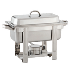 Thumbnail image #1 for Alegacy Foodservice Products Top-Shelf AL326GA Rectangular Stainless Steel Chafing Dish, 1-1/5 qt, Pull-Top Cover, Gold Accents