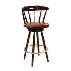 Thumbnail image #1 for G & A Commercial Seating Colonial 9850PS Swivel Barstool, Spoke Back with Handhold, Upholstered Seat, Beechwood Frame