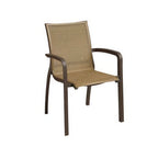 Thumbnail image #1 for Grosfillex Sunset UT646599 Outdoor Stacking Armchair, Textilene Sling, Fusion Bronze Aluminum Frame Case of 16