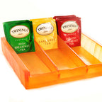 Thumbnail image #1 for Steelite Kenny Mack, Coffee Break KMK1013TG 3-Section Resin Tea/Sugar Packet Holder, Tangerine, 8-1/2 x 9 x 2-1/2 in.