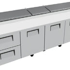 Thumbnail image #7 for True Mfg. - General Foodservice TPP-AT-119D-2-HC 119-1/4-Inch Pizza Prep Table, 3 Doors, 2 Drawers, Self-Contained R290, Poly Cutting Board