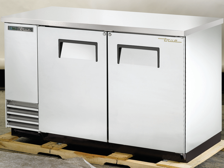 Product image #5 for True TBB-2-S-HC Two-Section Back Bar Cooler with Stainless Steel Top, Solid Doors and Left-Side Condensing Unit