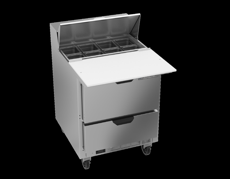 Product image #6 for Beverage-Air 27-Inch One-Section Refrigerated Sandwich Prep Table with 2 Drawers, 8-Pan Top, and Cutting Board