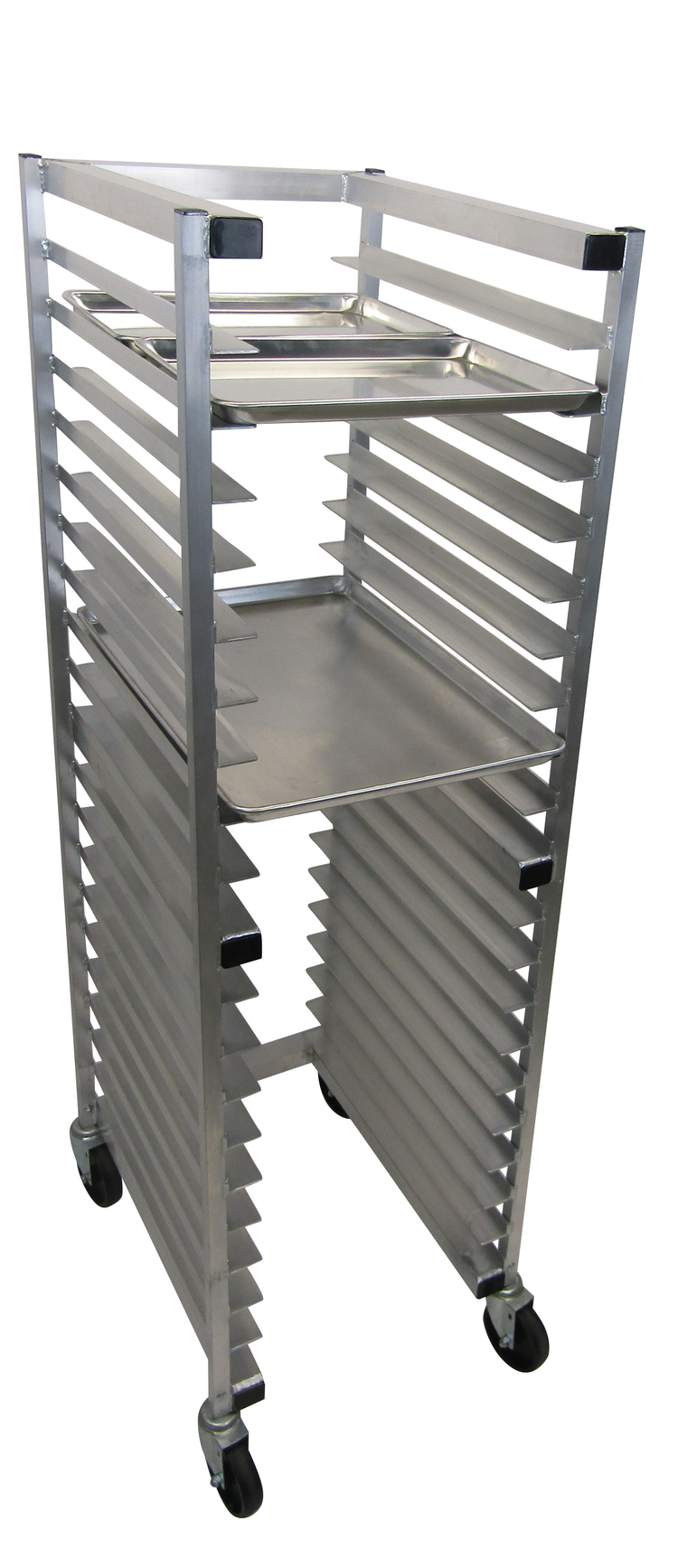 Product image #4 for Channel 20-Pan End-Load Nesting Aluminum Bun Pan Rack with 5-Inch Swivel Casters