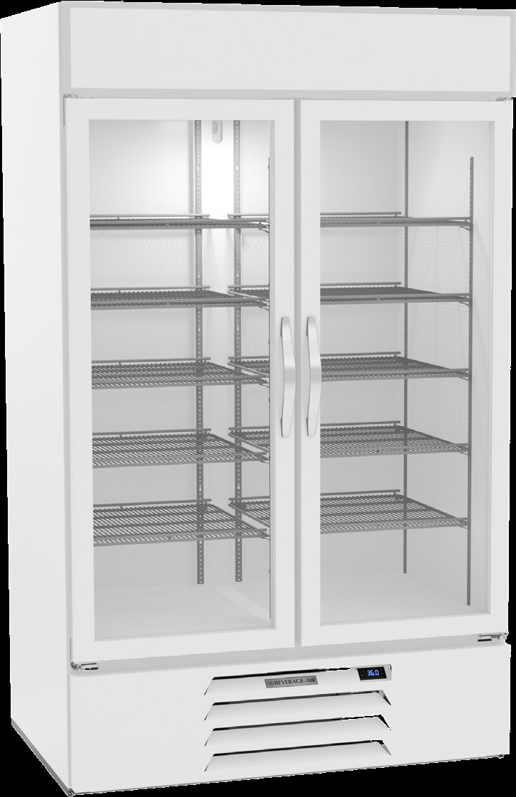 Product image #6 for Beverage-Air MarketMax 2-Section Reach-In Glass Door Refrigerated Merchandiser, 40.2 Cu. Ft., White, Bottom-Mounted
