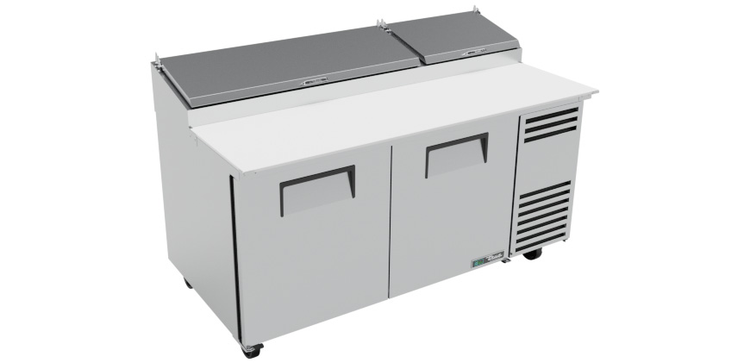 Product image #7 for True 67-Inch 2-Section Pizza Prep Table with 19-1/2-Inch White Polyethylene Cutting Board