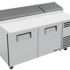 Thumbnail image #7 for True Mfg. - General Foodservice TPP-AT-67-HC 67-Inch 2-Section Pizza Prep Table with 19-1/2-Inch White Poly Cutting Board, 2 Doors