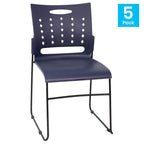 Thumbnail image #1 for Flash Furniture Hercules 5-RUT-2-NVY-BK-GG Navy Plastic Stacking Chair with Perforated Back and Black Sled Base