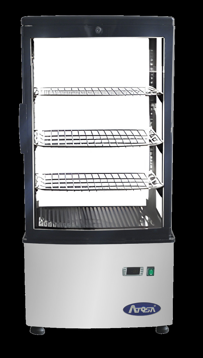 Product image #5 for Atosa DSRC-28 Countertop Refrigerated Display Case, 2.8 Cu. Ft., 4-Sided Glass, Stainless Steel, 115V