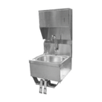 Thumbnail image #1 for GSW HS-1615KC Wall-Mounted Knee-Operated Stainless Steel Hand Sink with Faucet, One Compartment, 15-3/4"W x 15-3/8"D x 34"H