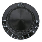 Thumbnail image #1 for AllPoints Foodservice Parts & Supplies 221145 Oven Thermostat Dial, Black Plastic, Numbered 1–10, 2 in OD, 0.35 in Stem