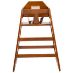 Thumbnail image #1 for TableCraft Products 6666063 Rubberwood High Chair, Walnut Finish, Stackable, Washable Replaceable 3-Point Seatbelt