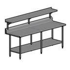 Thumbnail image #1 for Pacific Stainless Products WT10230S12CS Stainless Steel Work Table with 12" Cantilever Overshelf, 102"W x 30"D, 16-Gauge Top, 6" Backsplash