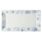 Thumbnail image #1 for CAC China Atlantic Seashell ATC-RT51 Rectangular Porcelain Platter, Blue Rim, 14-1/2"L x 8-1/4"W x 1-1/4"H 1 Dozen