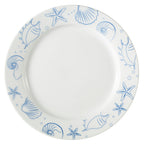 Thumbnail image #1 for CAC China Atlantic Seashell ATC-21 12" Round Porcelain Plate, 1-1/4"H, Blue Decorated Rim, Super White 1 Dozen