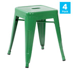 Thumbnail image #1 for Flash Furniture ET-BT3503-18-GN-GG 18" Green Square Backless Stackable Welded Metal Bar Stool