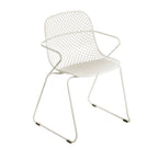 Thumbnail image #1 for Grosfillex US137710 Stackable Outdoor Resin Armchair with Lattice Back, Solid Resin Seat and Powder-Coated Steel Frame Case of 4