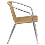 Thumbnail image #2 for Flash Furniture TLH-020-BGE-GG Outdoor Restaurant Stacking Armchair, Aluminum Frame, Rattan Seat and Back, Beige