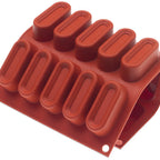 Thumbnail image #2 for JB Prince Silikomart M512 N 20-Cavity Silicone Oval Mold with Indent, Orange, 12 x 7 in