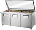 Thumbnail image #5 for True Refrigerated Mega Top Sandwich/Salad Prep Table with Flat Glass Lid, 72-Inch, 3 Solid Doors, 30-Pan Capacity