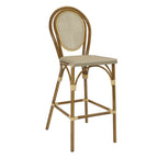 Thumbnail image #1 for G & A Commercial Seating Paris 907 Commercial Outdoor Barstool, Armless Hairpin Back, Platinum Textilene Seat and Back, Aluminum Frame