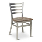 Thumbnail image #1 for G & A Commercial Seating Dante 513-B RS Stackable Ladder-Back Side Chair with Reclaimed Wood Seat and Matte Black Steel Frame