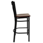 Thumbnail image #2 for Flash Furniture Hercules XU-6F8BXBK-BAR-MAHW-GG Commercial Bar Stool, Metal X-Back, Mahogany Finish Plywood Seat, Black Steel Frame