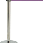 Thumbnail image #1 for AARCO Products HCGT-10PU Portable Retractable Belt Stanchion, 10 ft Purple Belt, Chrome Post, Metal Base