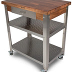 Thumbnail image #5 for John Boos Cucina Elegante WAL-CUCE30 Mobile Walnut Butcher Block Cart with Edge-Grain Top, Drawer, Shelves and Locking Casters