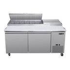 Thumbnail image #1 for Maxximum Maxx Cold MVPP70HC Refrigerated Pizza Prep Table, 66.8"W, 2 Solid Doors, Stainless Steel Exterior, Poly Cutting Board