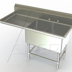 Thumbnail image #1 for AERO Manufacturing Aerospec 2F2-2116-18L 2-Compartment Stainless Steel Sink, 54-1/4"W, Left Drainboard, 14" Deep Compartments