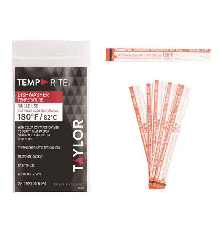 Product image #2 for TempRite 180°F Dishwasher Temperature Test Strips, 25 Strips per Pack